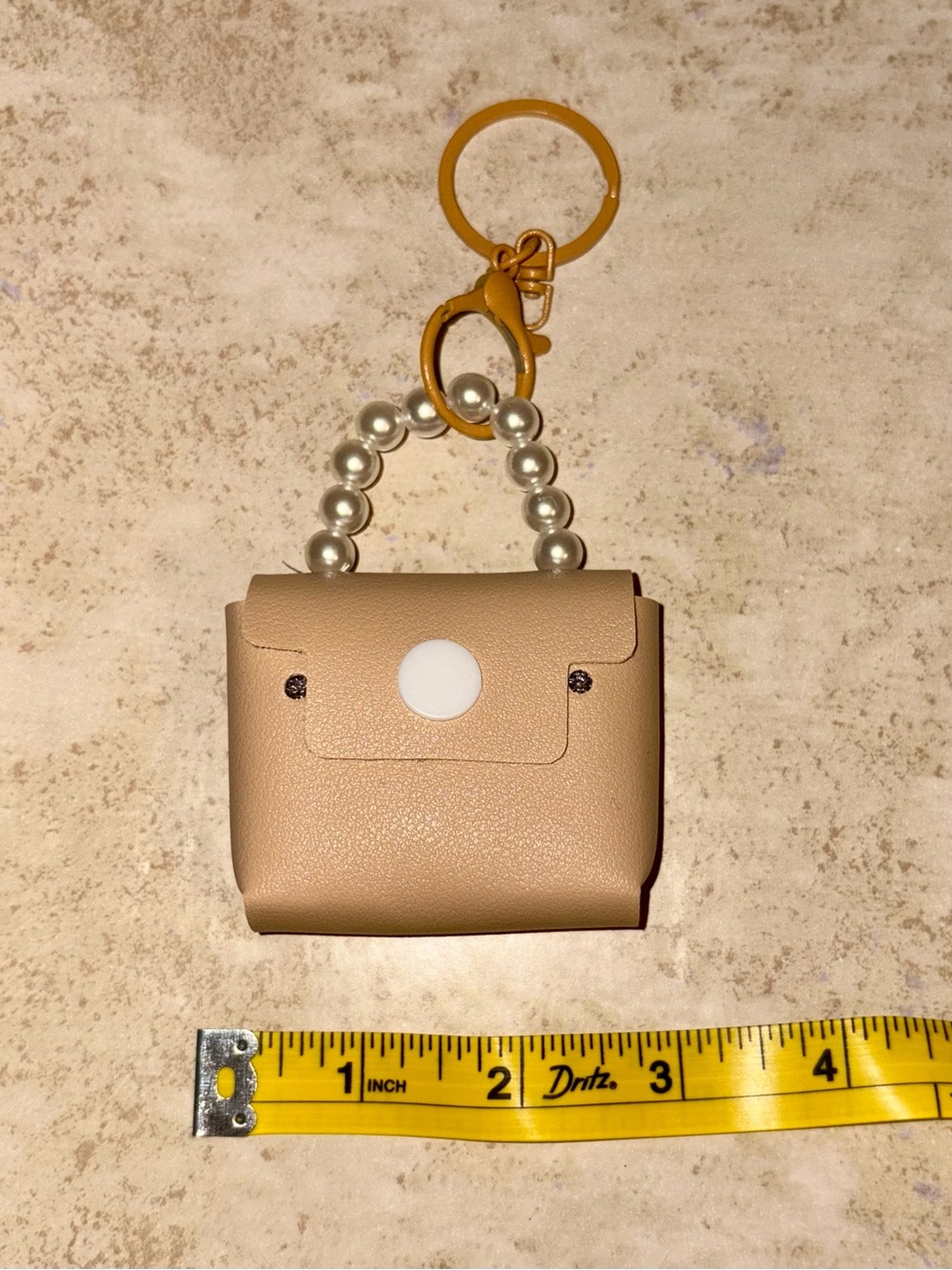 NWOT-Beige Pearl Handle Mini Bag Keychain-Purse Charm